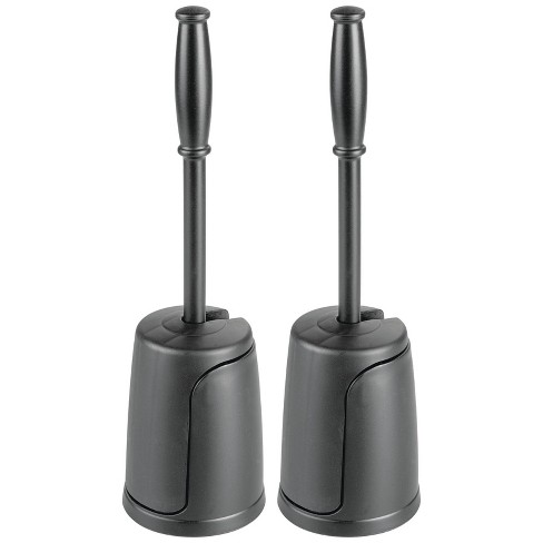 Bronze mDesign Compact Plastic Toilet Bowl Brush and Plunger Combo Set 2 Pack 