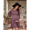 Maternity Ribbed Knit Ruffle Cap Long Sleeve Fall Casual Sweater Dress Crew Neck Midi Dress Baby Shower Photoshoot - 2 of 4