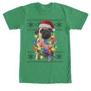 Men's Lost Gods Ugly Christmas Pug Lights T-Shirt - 1 of 4