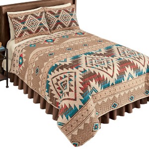 Collections Etc Reversible Southwest Geometric Aztec Quilt King Multi Unisex - 1 of 3
