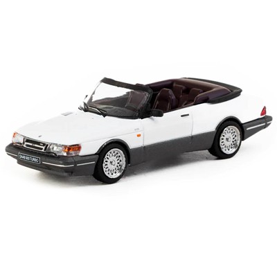 Saab 900 Turbo Convertible White and Gray "Global64" Series 1/64 Diecast Model by Tarmac Works