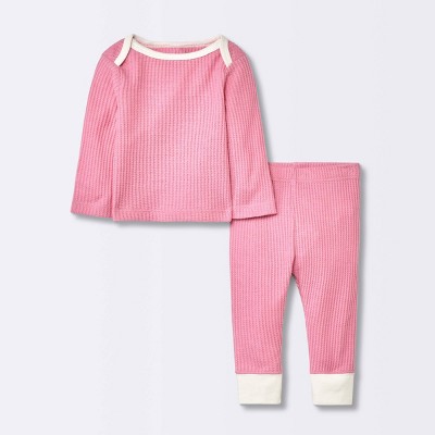 Image of Baby 2pc Waffle Top & Bottom Set - Cloud Island™ Pink 6-9M