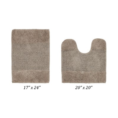 Granada 2 Piece Bath Rug Set 100% Premium Cotton Tufted Non-Slip Backing Bathmats for Bathroom, Super Soft Absorbent, Machine Washable