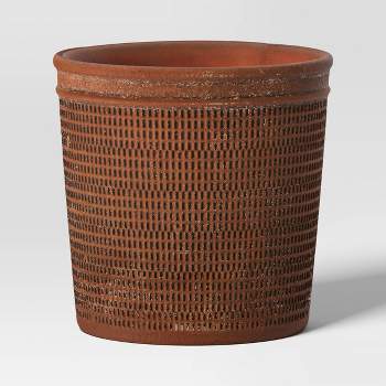  Weathered Texture Ceramic Indoor Outdoor Novelty Planter 1 Planter Pot Brown - Threshold™