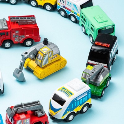 18Pcs Pull Back City Cars and Trucks Toy Vehicles Set, Friction Powered Cars Toys for Toddlers, Boys, Girls’ Educational Play, Goodie Bags Stuffers