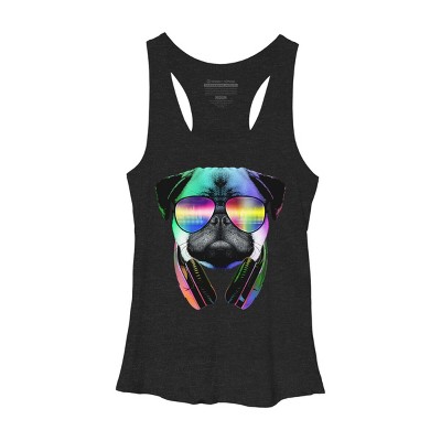 Women's Design By Humans Rainbow Disco Pug By clingcling Racerback Tank Top