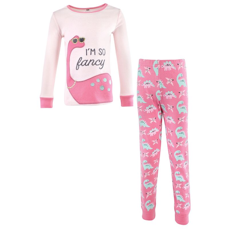 Hudson Baby Girl Baby and Toddler Cotton Pajama Set, Girl Dino, 1 of 5
