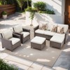 Buenhomino 5-Piece Outdoor Set – Sofa, 2 Single Chairs & 2 Ottomans, Handwoven Wicker, Steel Frame, Weather-Resistant Cushions for Patio - 3 of 4