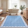Indoor Modern Washable Area Rugs with Scalloped Print, Ultra Thin Non Slip Throw Carpet for Bedroom Living Room - 4 of 4