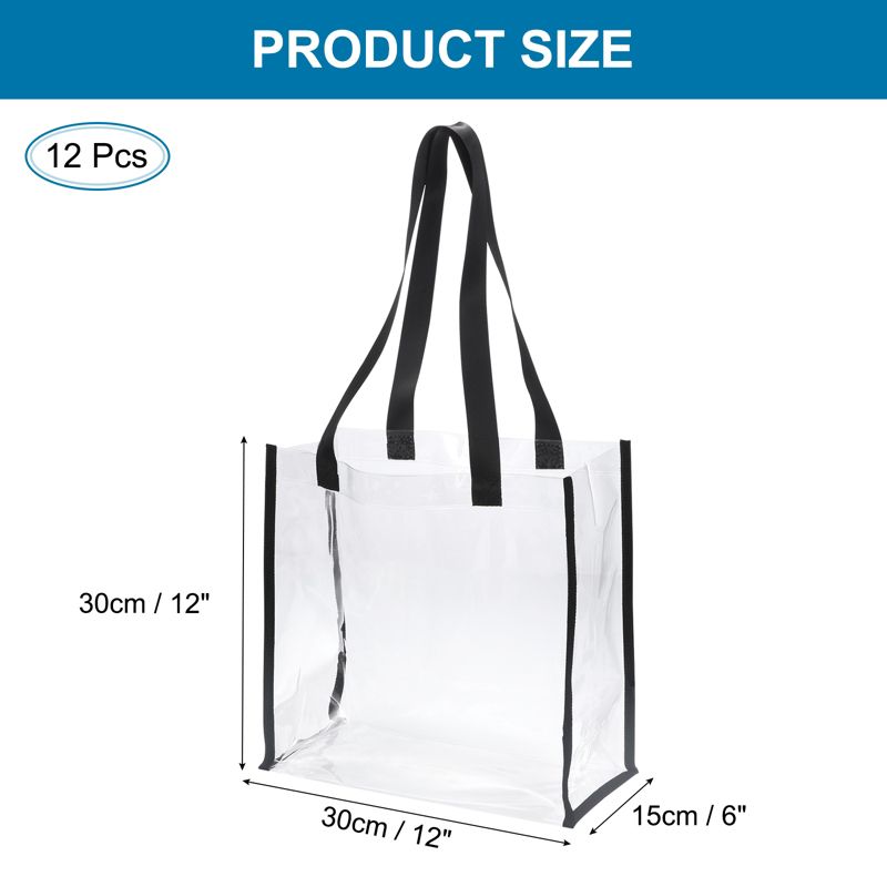 Unique Bargains PVC Transparent Plastic Reusable Handle Shopping Work Tote Bag, 5 of 6
