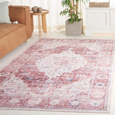 Arizona Red and Beige Synthetic Washable Area Rug