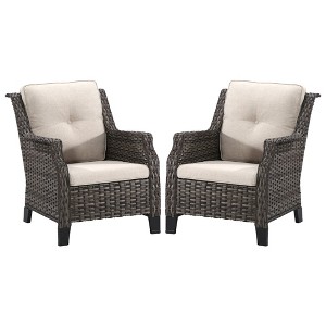 YARDSIGHT Patio Wicker Outdoor Chairs Set of 2, All-Weather Rattan Armchairs with Thick Cushions for Garden, Porch, Balcony, Backyard - 1 of 4