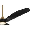 Casa Vieja 60" La Jolla Surf Mid Century Modern Indoor Ceiling Fan 3 Blade LED Light Remote Control Soft Brass Finish Black Blades Bedroom Living Room - 4 of 4