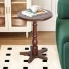 GlasFlength Coffee Tables Round Side Table Small Drink Table Small Accent Pedestal Table for Living Room Corners, Brown, 15.75"*15.75"*21.65" - 4 of 4
