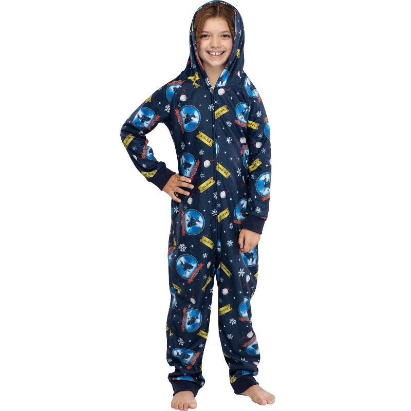 Polar Express Big Kids Believe Hooded One-Piece Footless Sleeper Union Suit, 1 of 6