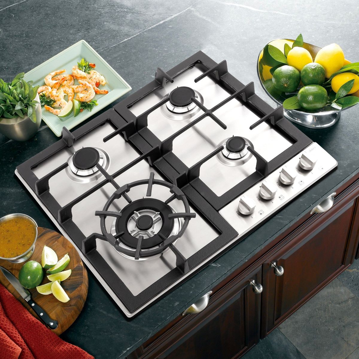 Cosmo COS-640STX-E 24 in. Gas Cooktop in Stainless Steel with 4 Sealed Burners - thumbnail 2