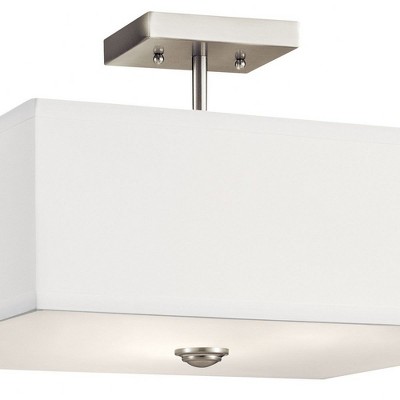 Transitional 18" Satin Etched Glass Semi-Flush Ceiling Light in Black