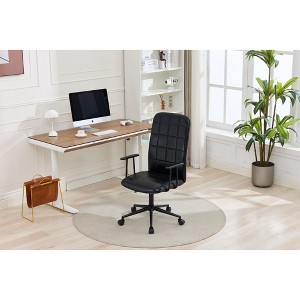 Gulches Antique Black PU Leather Office Chair - High Back with Armrests, 360¡ã Swivel, Height-Adjustable Gas Lift, 5-Star Base (Black Wheels) - 1 of 4