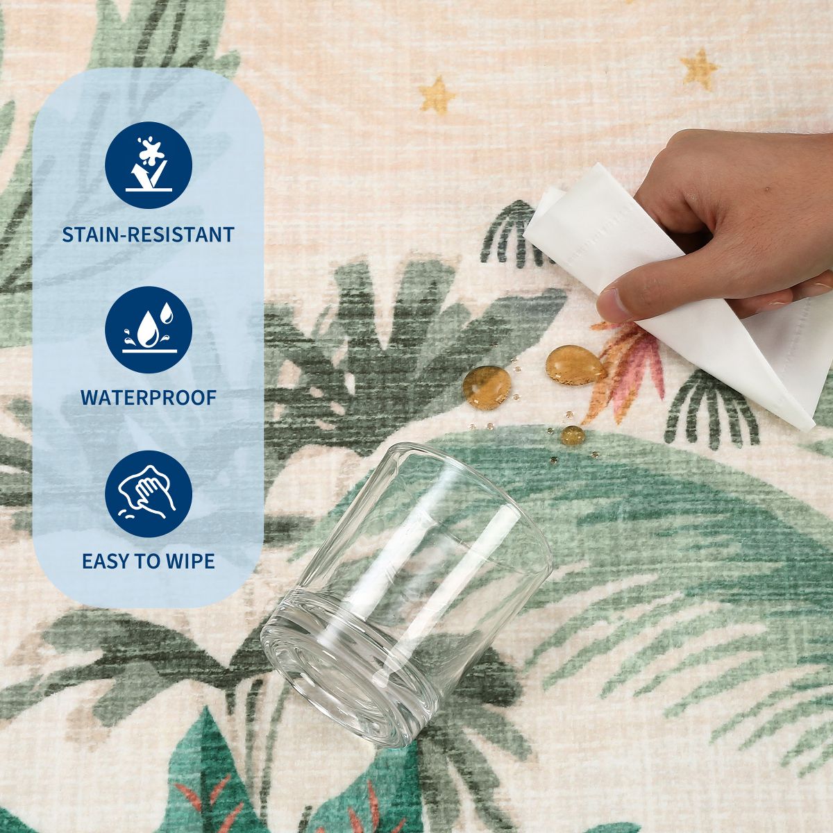 Jungle Rug Washable Area Rugs for Living Room Bedroom Soft Forest Animals Print Rugs - thumbnail 5