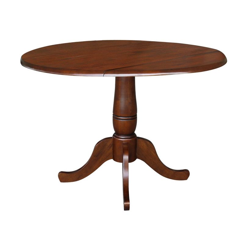 29.5&#34; Lyla Round Dual Drop Leaf Pedestal Extendable Dining Table Espresso Brown - International Concepts, 3 of 10