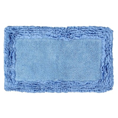 Cozy Comfort Shaggy Blue Cotton Bath Rug 24"x40"
