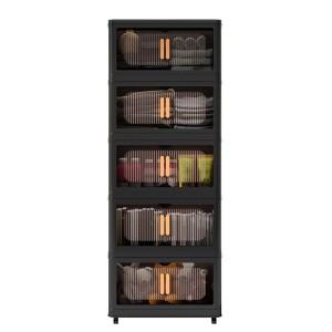 QingMoon Folding Storage Cabinet, Collapsible Closet Organizers and Stackable Storage Bins with Magnetic Door and Wheels for Home, Office - 1 of 4