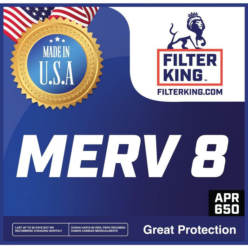 Filter King 12x18x1 Air Filter | 4-PACK | MERV 8 HVAC Pleated A/C Furnace Filters | MADE IN USA | Actual Size: 11.5 x 17.5 x .75", 2 of 6