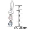 EVERLY JEWELRY | Sterling Silver 4 - 5 MM White, Pink and Grey Cultured Freshwater Pearl and Diamond Drop Earrings - 3 of 4