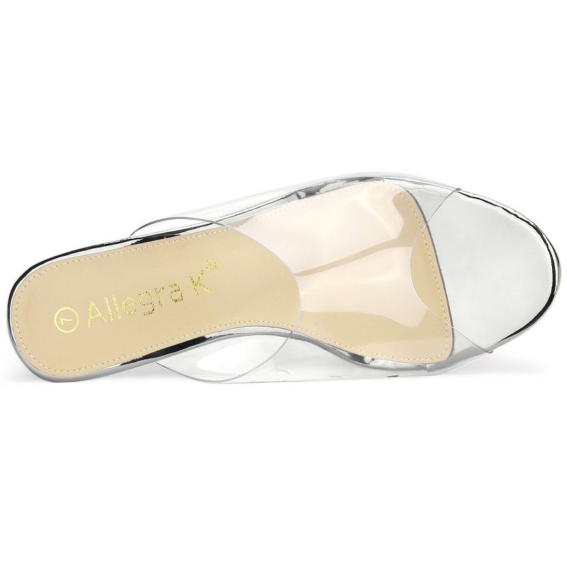 Allegra K Women's Clear Platform Block Heeled Slides Sandals, 4 of 8