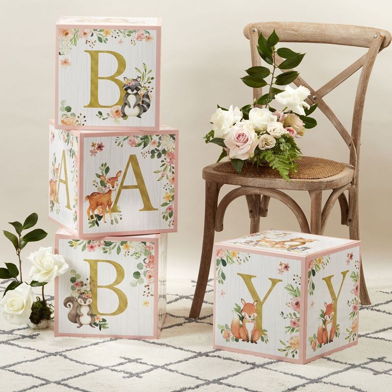 Kate Aspen Woodland Baby Block Box Decoration (Set of 4), 4 of 11