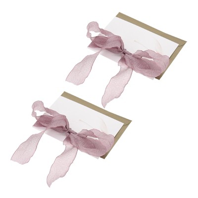 Unique Bargains His and Her Wedding Vows Books Ribbon Card 6.7x4.7 Inch 2 Pcs