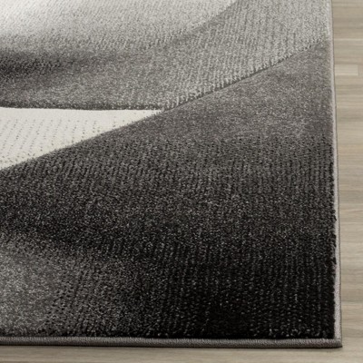 Grey and Dark Grey Geometric Synthetic 4' x 6' Area Rug
