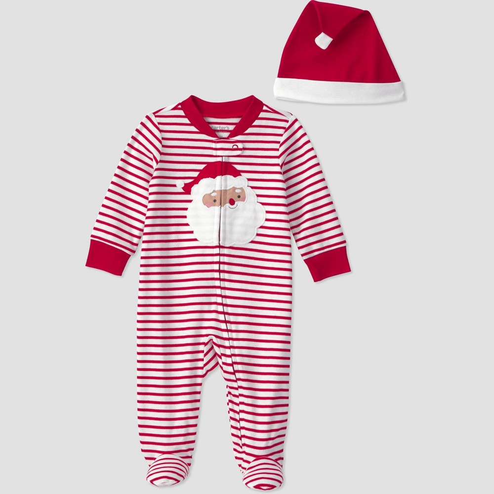 Carter's Just One You® Baby Christmas Santa Long Sleeve Sleep N' Play with hat - Red 6M