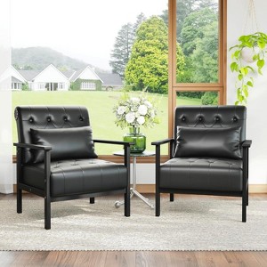 PU Leather Accent Chair for Living Room, Upholstered Reading Chair with High Backrest for Bedroom, Home Office - 1 of 4