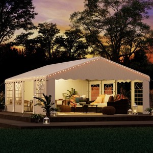 EROMMY Heavy Duty Party Tent Gazebo For Events, Weddings, Bbqs - Removable Sidewall Windows & Storage Bags Included, White - 1 of 4