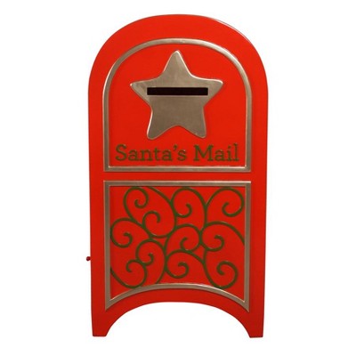 Santa's Red and Gold Holiday Mailbox with Lock