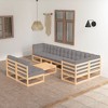 vidaXL Patio Furniture Set 9 Piece Outdoor Sectional Sofa Solid Wood Pine - Natural With Cushions - 2 of 4