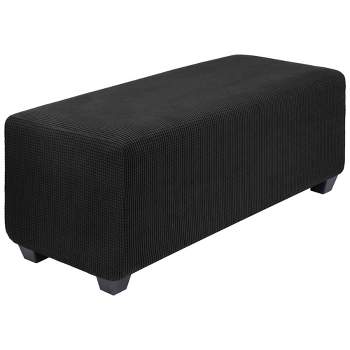 PiccoCasa High Stretch Ottoman Cover with Elastic Bottom Rectangle Storage Stool Cover Furniture Covers