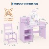 Kids Vanity Table and Chair Set with Mirror , Makeup Vanity Desk with Drawer and Open Storage Shelves, for Little Girls - 4 of 4