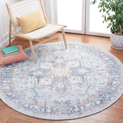 Hand-Tufted Light Blue Wool and Silk Round Rug