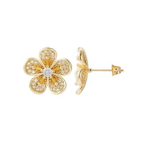 Adornia 14k Gold Plated CZ Flower Stud Earrings - 1 of 4