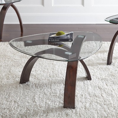 Pitman 3-Piece Dark Brown Bentwood and Glass Occasional Set