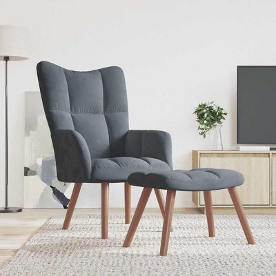 vidaXL Relaxing Chair with a Stool Dark Gray Velvet