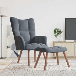 vidaXL Relaxing Chair with a Stool Dark Gray Velvet - 1 of 4