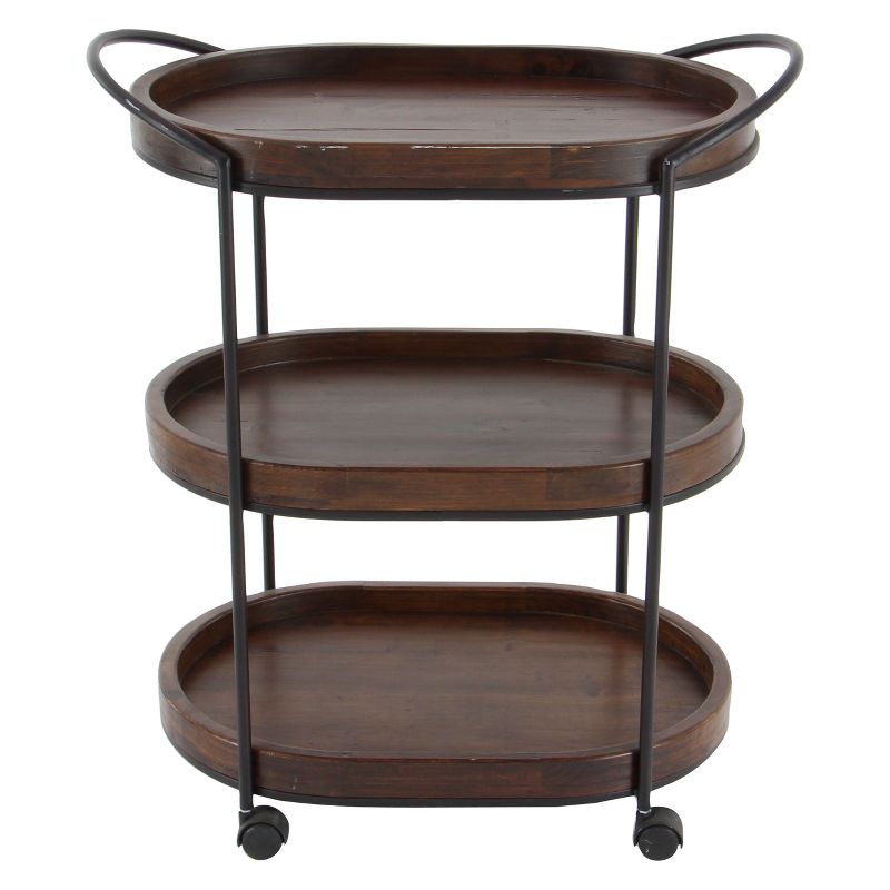 Wood 3 Tier Oval Tray Cart Brown - Olivia & May, 5 of 18