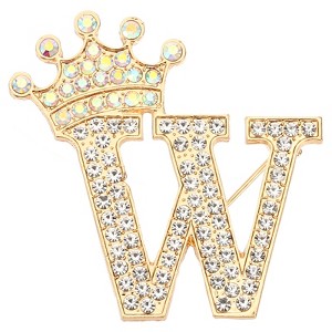 Unique Bargains Women Rhinestone Initial Alphabet Badges Pins and Clips - 1 of 4