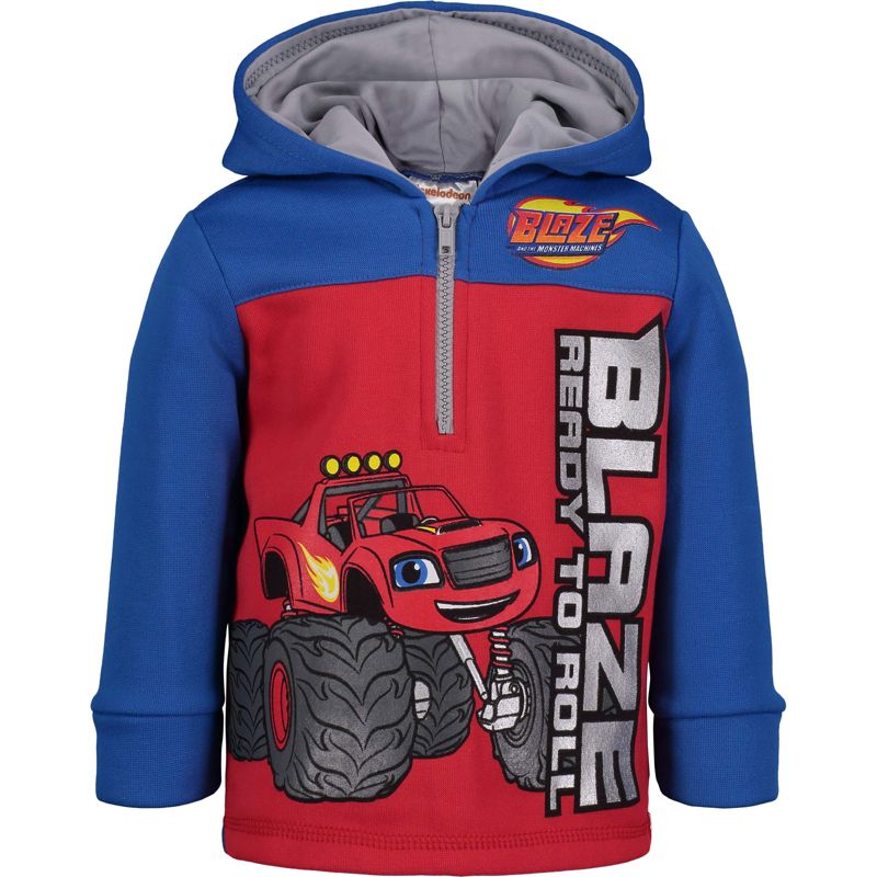 Blaze and the Monster Machines Toddler Boys Fleece Half-Zip Fashion Hoodie Red , 1 of 8
