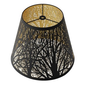 Small Lamp Shade, ALUCSET Barrel Metal Lampshade with Pattern of Trees for Table Lamp and Floor Light, Top 6in X Bottom 10in X Height 7.5in, Spider - 1 of 4