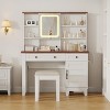 Makeup Vanity Desk with Mirror and Lights 3 Color Modes Available, Wooden Makeup Table with Chair - 2 of 4