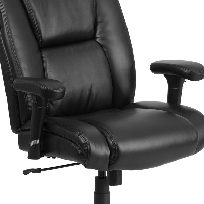 ErgoFlex Black LeatherSoft 360° Swivel Office Chair with Adjustable Arms
